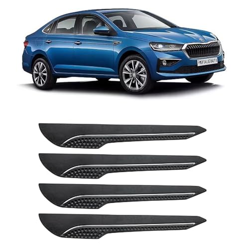 Image of AOSIS-Car Bumper Protector /Bumper Guard for Skoda Slavia with Single Chrome Stripe (4-Pcs)