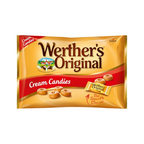 Werther's Original Cream Candies (1 kg), caramelos duros clásicos de mantequilla y nata fresca, toffees dulces y cremosos, caramelo sin gluten con sabor a crema
