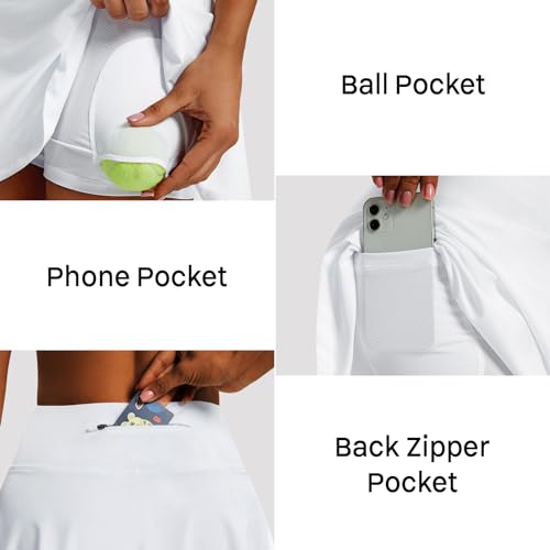 Image of Women's High Waist Pleated Tennis Skirt with 4 Pockets Lightweight Athletic Golf Skorts Skirts for Running Workout