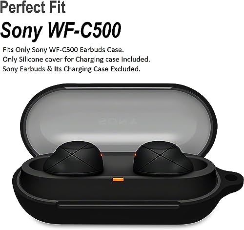 Image of Silicone Cover Compatible for Sony WF C500 Case Cover, Sony WFC 500 Case Cover(Bluetooth Earbuds and Charging case not Included) (Black)