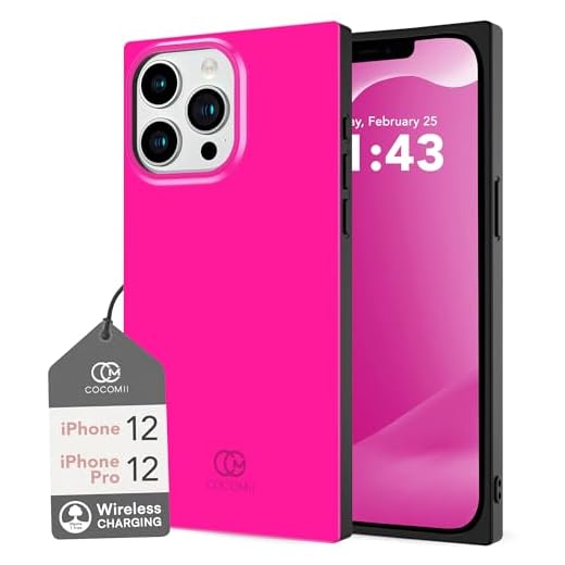 Cocomii Square iPhone 12/12 Pro Case - Square Neon Plain Color - Slim - Lightweight - Glossy - Fluorescent Solid Color - Luxury Aesthetic Cover Compatible with Apple iPhone 12/12 Pro 6.1" (Neon Pink)