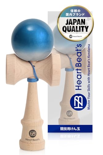 【モダンなメタリックカラー 競技用けん玉】 けん玉 剣玉 けんだま Kendama 民芸品 メタリック塗装 ツートン 7色 ミスティカルメタリック [Heart Beat’s] (メタリックブルー)の画像