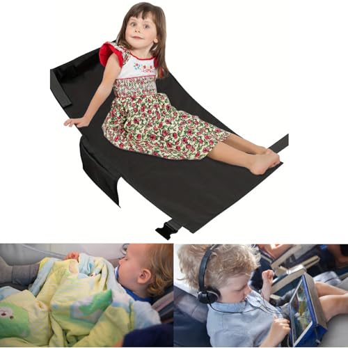 子供用 飛行機 フットレスト 幼児用 飛行機シートエクステンダーマット 快適ハンモック 長さ調節可能 軽量 飛行機 子供 寝る グッズ 通気性 収納ポケット付き ベビー用 旅行用 トラベルフットレストベッド 足置き 車内 新幹線 バス 快適グッズ Children's Airplane Pedal (ブラック)