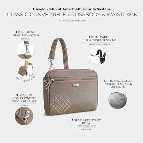 Image of Travelon Anti-Theft Classic Convertible Crossbody & Waist Pack