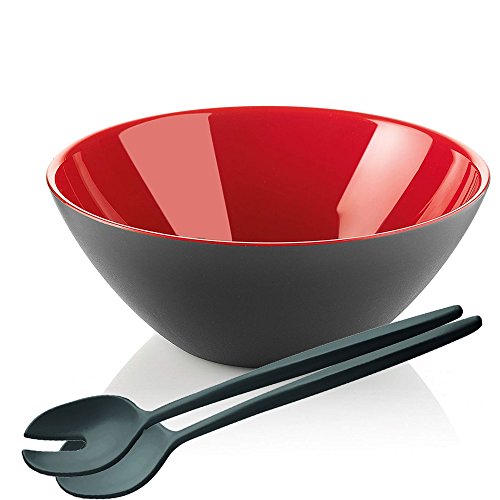 Guzzini Insalatiera My Fusion 25 cm + Posate per insalata Made in Italy Rosso