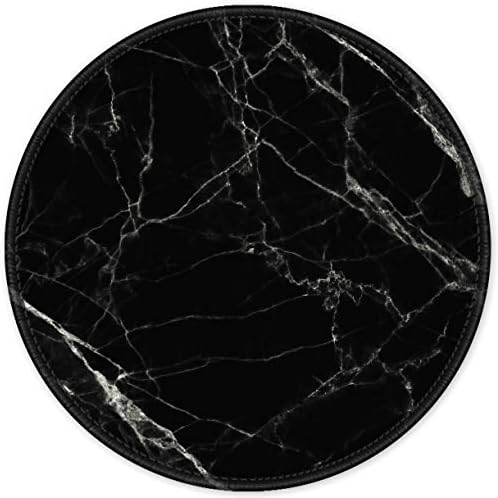 Auhoahsil Mouse Pad, Round Marble Theme Anti-Slip Rubber Mousepad with Durable Stitched Edges for Gaming Office Laptop Computer Men Women Kids, Cute Custom Design, 8.7 x 8.7 in, Pretty Black Marble