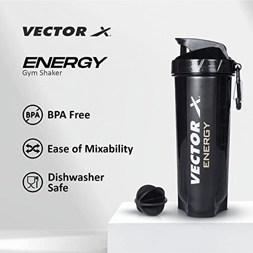 Image of Vector X Combo of Shaker and Sipper Protein Shaker /Sipper Bottle for Gym /Shaker for Body Builders /Gym Accessories Shaker - 600 ml, Sipper -750ML (Pack of 2) 1 Shaker and 1 Sipper
