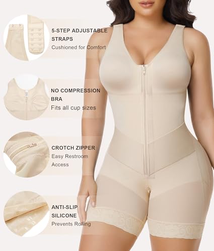 Image of SHAPERX V-Shaped Fajas Colombianas Moldeadoras Enhanced Tummy Control Shapewear Postpartum Butt Lifter Full Body Shaper