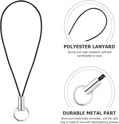 20 Pcs Tone Black Lanyard Cell Phone Charm Split Ring Strap, Clasp Lariat Cord Strap for Mobile Cell Phone/Mp3/Mp4/Usb Flash Drive//Keyrin Clever Design, Cell Phones and Accessories image 5