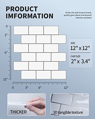 Art3D Subway Tiles Peel And Stick Backsplash, Stick On Tiles Kitchen Backsplash (10 Tiles) #TOP6