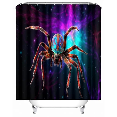 Generico Ragno Tenda da Doccia 180x200cm, Tenda Doccia Ragno Stellare Astratto per Ambienti Umidi Tendas da Bagno Polyester, Tendas da Doccia Impermeabili Resistenti alla Muffa con 12 Anelli
