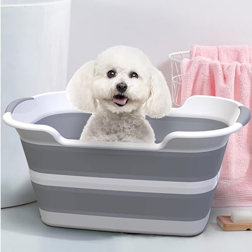 image for ddLUCK Multi-Functional Collapsible Dog Bathtub with Drainage Hole, Po