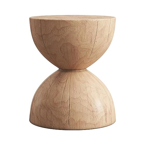 Image of Portable Side Tables Solid Wood End Table Creative Round Coffee Table Home Furniture Bedside Table Rustic Center Table