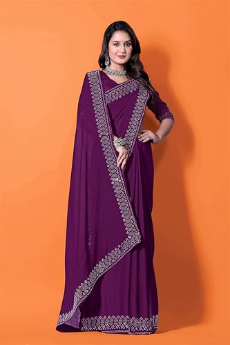 Image of FASHION Women's Trendy Banarasi Kanjivaram Navy Color Art Silk Saree with Blouse Material