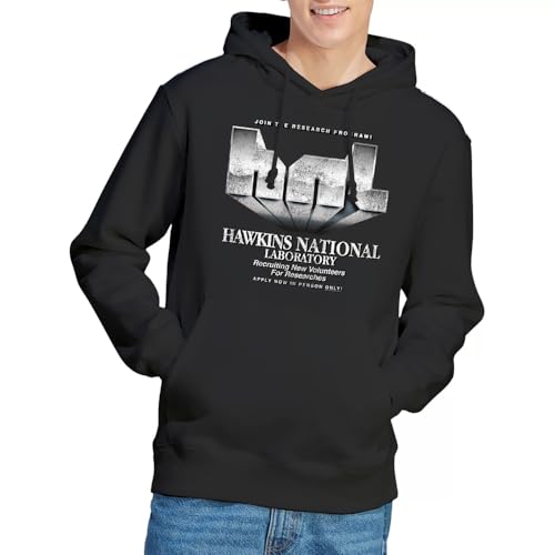 Sweat à capuche Stranger Things noir mixte inspiré du style Hawkins Lab