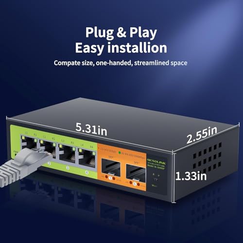 Image of 6 Port 2.5G SFP+ Ethernet Switch, 2x10G SFP+ Slots, 4x2.5G RJ45