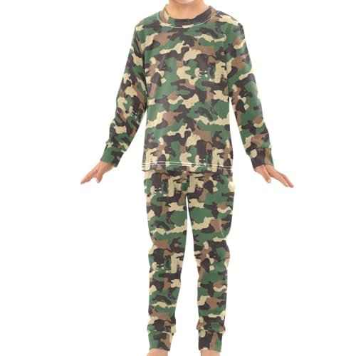 Pigsaly Pajama Set 2 Piece Camo Print Black Green Army Camouflage Pajama Sets Long Sleeve Pjs Sleepwear 4T3