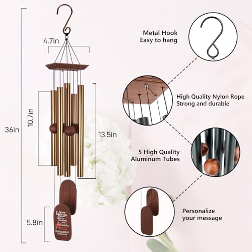 Image of ASTARIN Personalized Wind Chimes for Loss of Loved One, Custom Memorial Sympathy Windchime, Sympathy Gifts for Loss of Loved Dad Mom Son, Customized Deep Tone Wind Chime Condolences Funeral