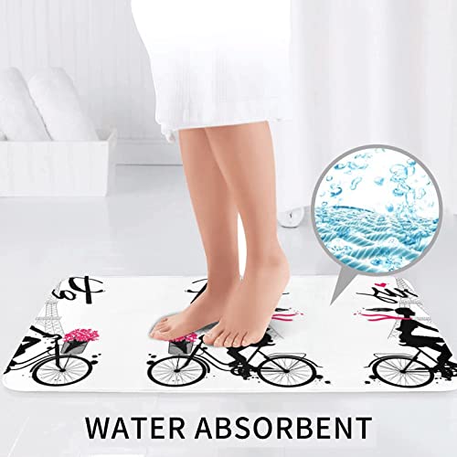 Paris Eiffelturm Mädchen Fahrradteppich Matten Pads Badteppich Set 3 Stück + Konturteppich + Toilettendeckelbezug – Bild 7