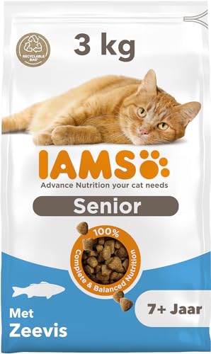 IAMS Senior kattendroogvoer met vis - droogvoer voor oudere katten vanaf 7 jaar, 3 kg