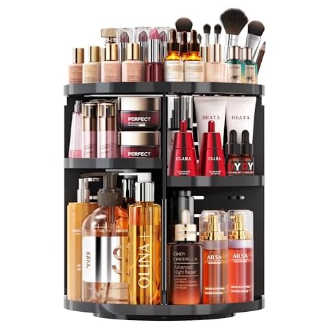 Auxmir 360 Rotating Makeup Organizer with Large Capacity Cover