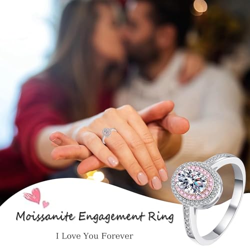 Moissanite Engagement Rings for Women, 1 CT D Color VVS1 Oval Cut Wedding Band, 18K Sterling Silver White Gold Lab Created Diamond Rings with Certificate, Moissanite Promise Rings3