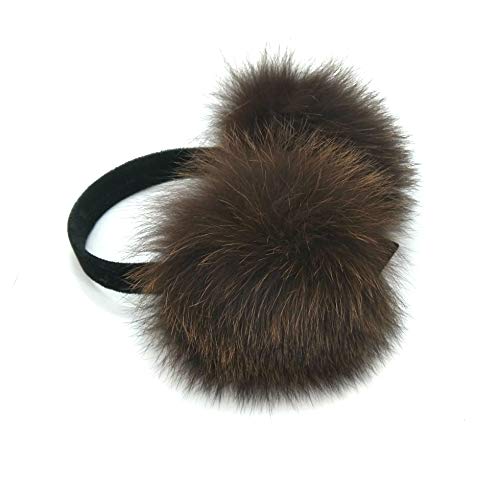 Hima 100% Real Fox Fur Winter Earmuff Made in US (Sable Brown)