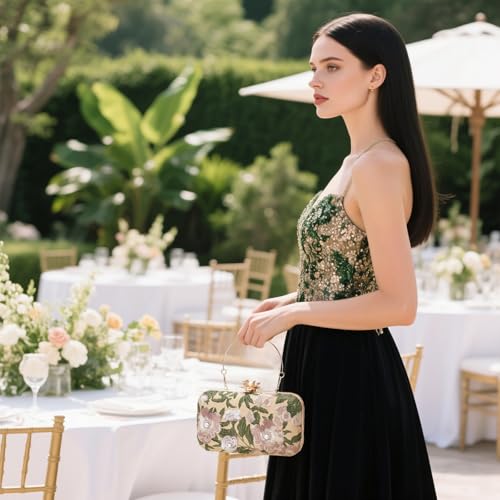Image of RNIEGA Vintage Floral Clutch Purses for Women Wedding Guest Purse Evening Bag for Wedding Party Prom