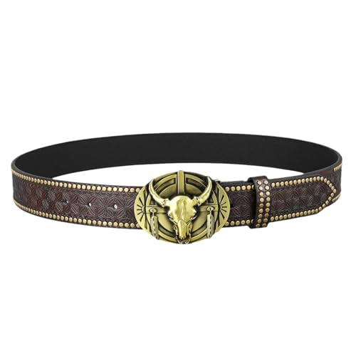 Ceinture western en cuir vintage avec boucle taureau rodéo pour jean