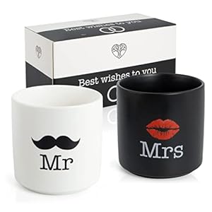 Mr and Mrs Mugs, Set of 2 – Partner Mugs for Couples – Modern Wedding Gift