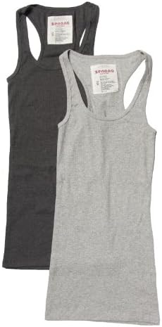 2 Pack Zenana Women's Basic Ribbed Tank Top Med Charcoal, H Gray,Medium