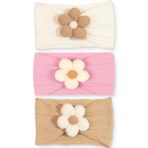 FMYODWU 3 pezzi fascia capelli neonata, Fasce per capelli bambina in morbido tessuto elastico con fiocco, fascia capelli bambina, adatto ai neonati fino ai 3 anni