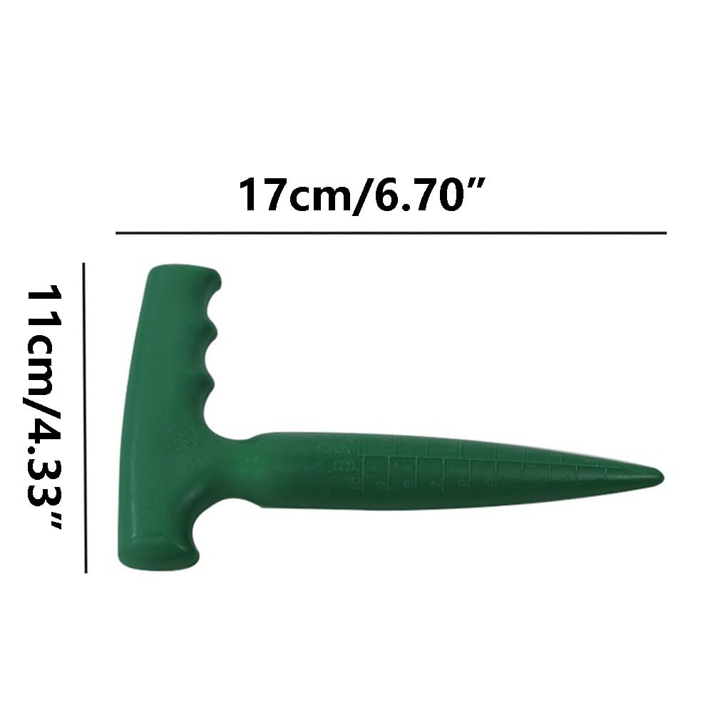 TopHomer Strumento Manuale per Fori da Giardino, 17 x 11 cm Punzonatrice per Terreno Verde con Scala Trasparente per Semina di Bulbi, Trapianto e Piantagione Precisa