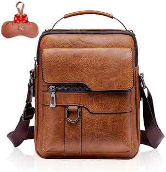Stylish PU Leather Men's Bag + Glasses Case – Men's Shoulder Bag ...