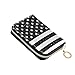 OTVEE Grunge Black White America Flag RFID Credit Card Wallet, Microfiber Leather Zipper Card Case Holder for Women