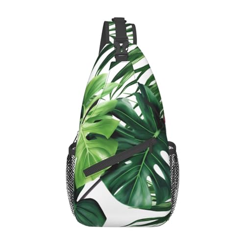 Sac à bandoulière unisexe à motif tropical noir léger et résistant