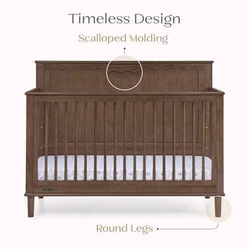 Image of Delta Children Penelope 6-in-1 Convertible Crib - Greenguard Gold Certified, Teak Brown