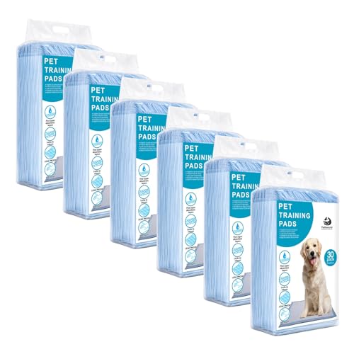 Image of Training Pads, with Odor Lock Technology & Super Absorbent Pee Pads, Leak-Proof Dog Potty Training Pads for Puppies, Dogs,Cats & Rabbits (60 X 60 cm) Pack of 6(30 Pcs Each)