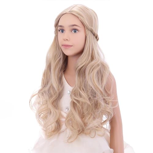 Image of PATTNIUM Blonde Wig Long Wavy Wigs for Kids Girls Heat Resistant Synthetic Hair Cosplay Costume Wigs (Blonde)