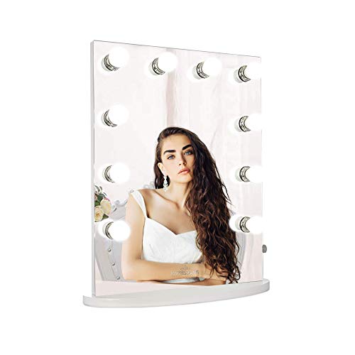 IMPRESSIONS Hollywood Premiere Slim Vanity Mirror with 10 Frosted LED Lights, Vanity Dressing Slim Mirror with Dimmer Switch Knob (White)