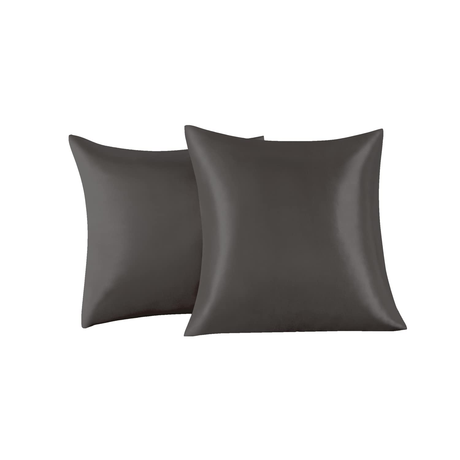 FARFALLAROSSA Satin Cushion Cover 65 x 65 cm Pack of 2 - 100% Satin, Super Soft Pillow Case, Cushion Cover, Light Grey
