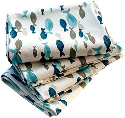 100% Cotton Hand Towel- Kitchen Dish Towel- Tea Towel - Flour Sack Towel (100% Cotton- Fish (8))