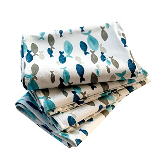 100% Cotton Hand Towel- Kitchen Dish Towel- Tea Towel - Flour Sack Towel (100% Cotton- Fish (8)) #TOP3