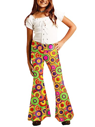Image of Deerose Girls Halloween Hippie Bell Bottom Pants High Waist Flare Pants 5-14 Years