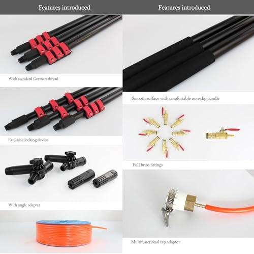 Kit de limpieza de ventanas Teles con cepillo extensible de 3,6 m para paneles solares 4