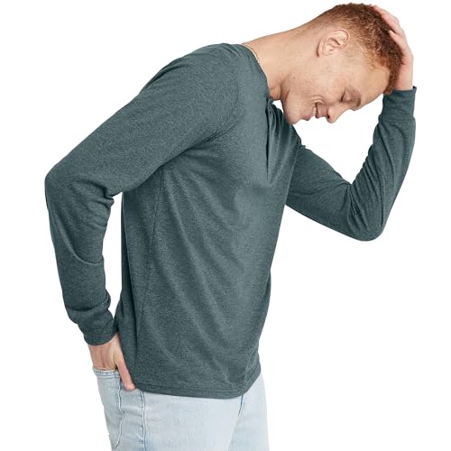 Hanes Originals Men's Tri-Blend Long Sleeve Henley T-Shirt, Lightweight Long Sleeve Tee3