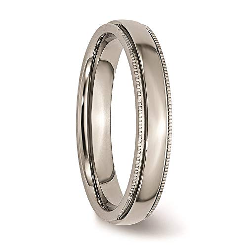 Titanium Grooved and Beaded Edge 4mm Bridal Engagement Wedding Band Ring Fine Jewelry For Women Gifts For Her4