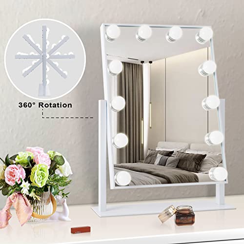 Hansong Vanity Mirror With Lights Makeup Mirror With Lights 12 Dimmable Bulbs Hollywood Lighted Makeup Mirror Detachable 10X Magnification 3 Color Lighting Modes #TOP3