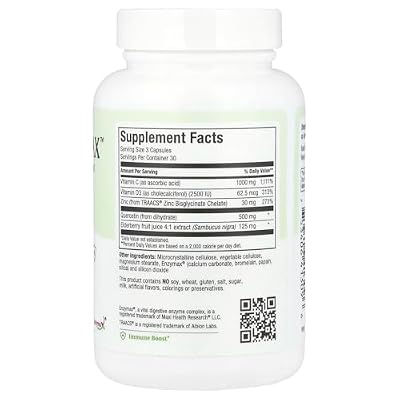 Maxi Health Quercetin 500mg Capsules Zinc Supplements for Women and Men Non-GMO, Kosher, and Gluten-Free Quercetin Supplements with Elderberry Vitamin C and Zinc (90 Veg Capsules)