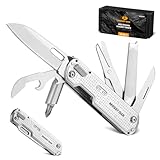 Mossy Oak 13-in-1 Multitool Pocket Knife, Razor-Sharp Stainless Steel Multitool Knife with Clip, Tiny Tools with Scissors, Opener, Screwdriver, Glass Breaker for Camping, Survival, Hiking, Daily Tasks